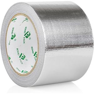 BOMEI PACK Versterkte aluminium plakband, 75 mm x 50 m, zelfklevend aluminium plakband, waterdicht en hittebestendig tape voor het verzegelen, repareren en isoleren