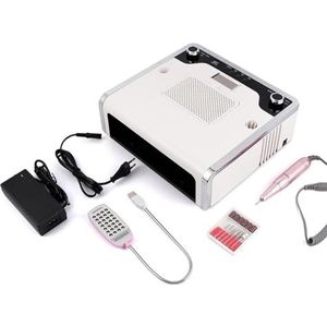 Multifunctionele nagelslijpmachine, 4-in-1 nagelstofafscheider met LED-lamp, 30000 tpm/min, sterke zuigkracht, instelbare draairichting, elektrische nagelboormachine, voor salon en thuis