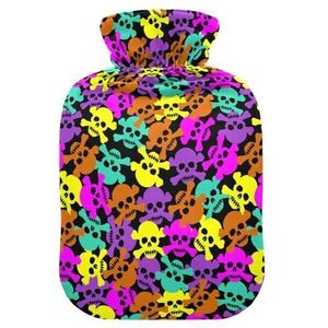 LI ZHI XIN PVC warmwaterkruik met fluwelen deksel 1L 2L kleine middelgrote schedel patroon