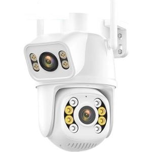 Bewakingscamera, 8MP 4K HD IP Camera Outdoor PTZ Dual-Lens Dual-Screen Ai Menselijke Detectie P2P Beveiliging Video Bewakingscamera(4MP Add 128G Card)