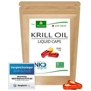NKO® Krill Oil Liquid Capsules - omega 3, 6, 9 - rijk aan EPA en DHA - astaxanthine, vitamine E, choline en fosfolipiden - hart immuunsysteem geheugen - 30 stuks by MoriVeda