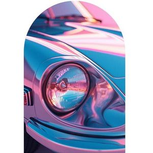 DEQORI Wandbehang, rond, zelfklevend, 100 x 150 cm, neonklassieker, textielcanvas, verwijderbaar, decoratief en vormvast, voor woonkamer, kantoor, hal of kinderkamer