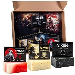 MEDUNA Mythe Peeling-zeep Mythe Bundle 3 x 100 g - vaste natuurlijke zeep - handgemaakte zeep - veganistische verzorgende zeep - lichaamszeep voor alle huidtypes - biologische kokosolie & sheaboter