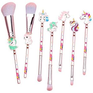 Eljjhah 7 stks Eenhoorn Make-up Borstels Set Voor Oogschaduw Poeder Foundation Blush Contour Make-up Borstels Eenhoorn Unicorni