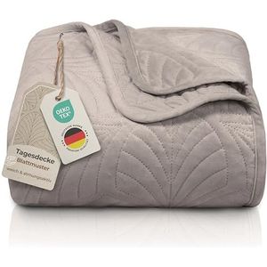 Gräfenstayn - Premium - Sprei - Taupe - 220x240 cm - Met Naadloze Stiksels en Bladmotief