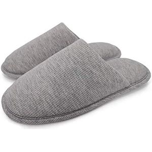 ofoot Heren biologisch katoenen gezellige binnenslippers, traagschuim huis plat, wasbare instapschoenen voor thuis
