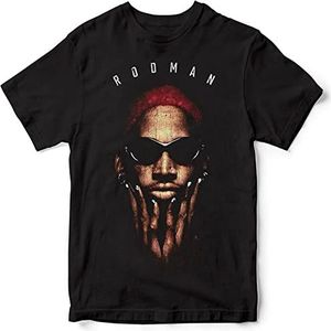 Dennis Rodman T-Shirt Vintage Stijl Homage Tee Wit Geel Zwart Rood Heren Shirt 100% Katoen, Zwart, M