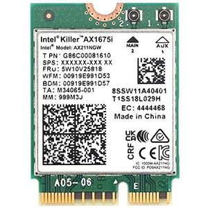 Killer Series for Intel AX1675i WiFi 6E Gaming Adapter Upgrade | CNVio2 M.2 WiFi Card | 2.4 Gbps WiFi for PCs | Bluetooth 5.3 Supported | Designed for Intel 11th Gen and Later CPUs