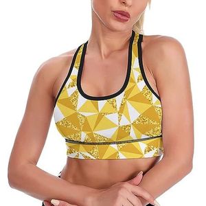 Abstracte Geometrische Met Goud Ademend Sport Bras Voor Vrouwen Draadloze Workout Yoga Vest Ondergoed Racerback Crop Tank Top S