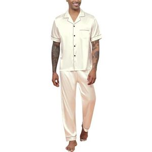 Heren Satijnen Pyjama Heren Korte Top Met Knoopsluiting En Pyjamabroek Tweedelige Nachtkleding Huispak Nachtkleding Loungewear