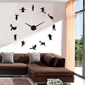 Diy Wandklok Zwarte Voetbalspelers Hedendaagse Wandklok Voetbalspel Grote Klok Horloge Kinderen Voetbalfans Woonkamer Muur Decor Keuken Slaapkamer Kantoor Home Decor Cadeau