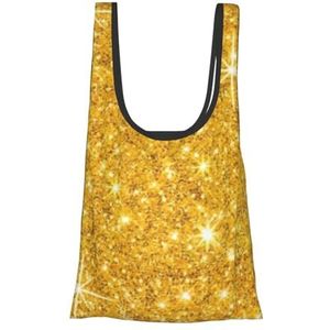 ButxeT Boodschappentassen, herbruikbare boodschappentassen Opvouwbare draagtassen, grote wasbare draagtas, gouden glitter, zoals afgebeeld, Eén maat