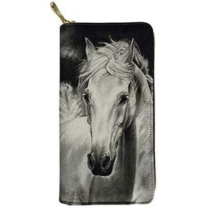 SEANATIVE Mode PU Lederen Portemonnee Clutch Bag Cash Opslag Portemonnee voor Vrouwen Dames Lichtgewicht, Wit Paard (wit) - 20201007-36