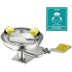 VEVOR Oogspoelstation 27 cm, wandgemonteerde oogdouche van roestvrij staal, noodwastafel 410 x 330 x 240 mm, oogreinigingsapparaat, ideaal voor laboratoria, fabrieken, scholen, bouwplaatsen