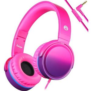 RockPapa Verstelbare Stereo Hoofdtelefoon met Microfoon 3.5mm, Gradient Roze