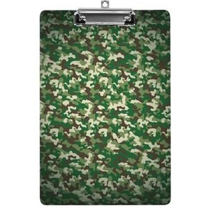 Militaire groene camouflage grappig klembord met sterke metalen clip A4 lettergrootte acryl clip board met gat om op te hangen