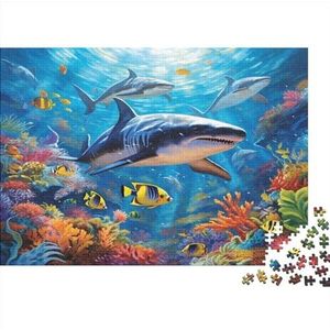 Haaien uitdagende legpuzzels voor volwassenen en tieners | educatief spel | woondecoratie | geometrie logica IQ-spel | houten maritieme wereld puzzelkeuze 300 stuks (40 x 28 cm)