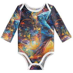 KAAVIYO Abstract kunstwerk golf baby body lange mouwen katoen bodysuit voor neutrale pasgeborenen 3-24 maanden, Patroon., 3 Maanden