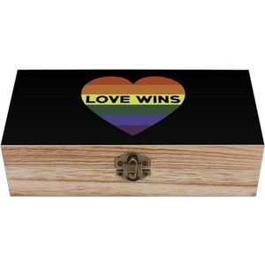 Love Wins Opbergdozen van hout, met deksel, aandenken, schat, sieradenkistje, organizer