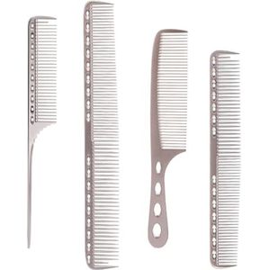 4pack/lot Ergonomische Handvat Voor Meer Comfortabele Haar Kammen Ervaring Comfortabel Om Metalen Haar Snijden Kam, Mat Zilver
