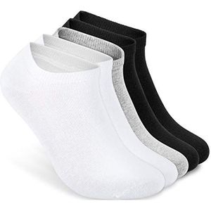 ALL ABOUT SOCKS sneaker sokken heren 43-46 grijs (5-pak) - Korte katoenen sokken heren - Sneakersokken - Mix (wit, grijs, zwart)
