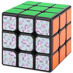 Roze Eenhoorns Donuts Regenboog Grappige Speed Cube Magic Cubes Glad Draaien Puzzel 5 * 5 * 6 Inch Spel Hersenen voor Volwassenen