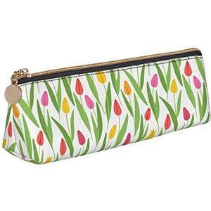 702 Penenzak Leuke Stijlvolle Tulpen Patroon Cosmetische Tas Duurzaam Potlood Pouch Tas Eenvoudige Make Up Tas Voor Volwassenen Vrouwen Studenten, Etui 270, 5.5X6X21cm