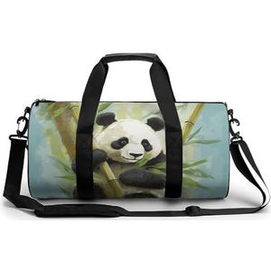 Sporttas voor dames en heren, reistas, bamboe met panda, weekendtas, canvas draagtas voor overnachting voor reizen, zwemmen, fitness, workout, sporttas, stijl-3, 17,7""/9""/9"", Stijl-3, 17.7in/9in/9in