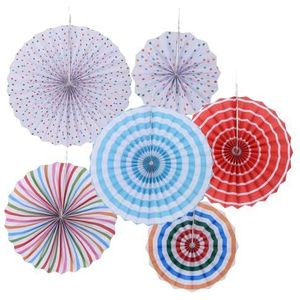 1 Set/6 Stuks Papieren Fans Hangende Decoratie Slingers Rond, for Home Shop Muur Verjaardag Bruiloft Afstuderen Evenementen, 8""/12""/16"", Veelkleurig