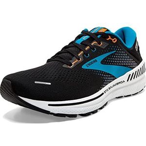 Brooks Heren Adrenaline Gts 22 hardloopschoen, Zwart Blauw Oranje, 44.5 EU