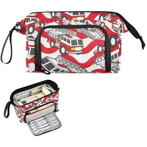 FRODOTGV Brandweerwagen pennenbakje met grote capaciteit, kawaii-etui, draagbaar etui met rits voor tieners, preppy school