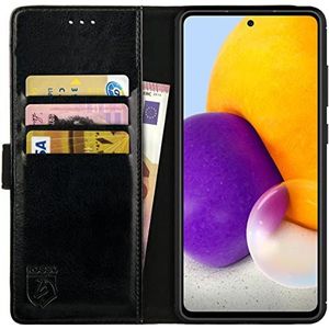 Rosso Element Book Case Wallet Hoesje Geschikt voor voor Samsung Galaxy A72 | Portemonnee | 3 Pasjes | Magneetsluiting | Stand Functie | Zwart