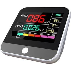 Binnenluchtkwaliteitsmonitor, Monitor for binnenluchtkwaliteit PM2.5/PM1 /PM10 Monitor Temperatuur Formaldehyde TVOC Luchtkwaliteitstester voor thuis en kantoor