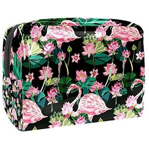 Cosmetische tas voor vrouwen,Schattige ruime waterdichte make-uptassen reizen Flamingo tropische toilettas accessoires organizer als geschenken, Multi kleuren 03, 18.5x7.5x13cm/7.3x3x5.1in, Schoonheidskoffer