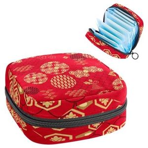 Opbergtas voor maandverband, maandverband, menstruatiecup zakje, menstruatiezakorganizer voor vrouwelijke pads tampons, Japans traditioneel patroon
