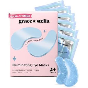 Grace & Stella bekroonde oogmaskers (Blauw, 24 paar) verminderen donkere kringen, gezwollen ogen, wallen, zakken onder de ogen en rimpels.