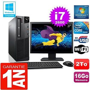 Lenovo PC M92p SFF Core I7-2600 RAM 16 GB harde schijf 2 TB WiFi W7 Display 27 inch (67 cm) (gereviseerd)