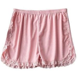Ijszijde broeken, katoenen broeken, naadloze damesbroeken, kant for veiligheidsbroeken, zomer dames for veiligheidsbroeken (Color : Pink)