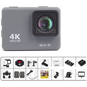 Action Camera, 4K / 60FPS Anti-shake actiecamera met afstandsbediening Scherm Waterdichte sportcamera Drive-recorder Soepele Stabilisatie(With 32G Card,Action Camera-A)