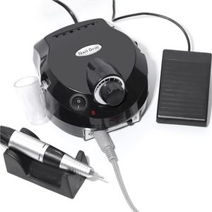 Acryl nagelboor - elektrische met voetpedaal, E-vijl, manicureset, nagelvijl nagelboorbits(Bkack,EU)