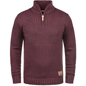 !Solid SDPetro Gebreide trui voor heren, grof gebreide trui met opstaande kraag en ritssluiting, bordeauxrood (wine red melange 8985), XL