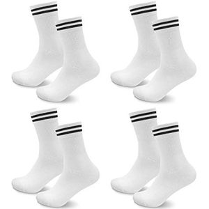 Smart Sir 4 paar sportsokken voor dames en heren, lange tennissokken in zwart en wit