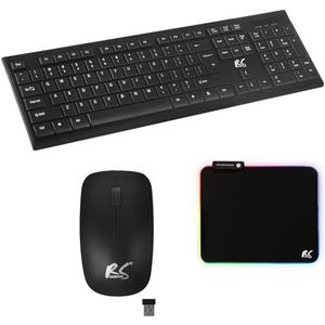 NanoRS RS580 COMBO - Draadloos toetsenbord met muis en muismat - LED RGB - 1200 DPI - Zwart