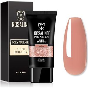ROSALIND Poly Nagelgel Snelle Verlenging 60ml Meloenvleeskleur UV LED Poligel voor Beginners, Professionals in Salons en Nagels, DIY Nagelkunst Verlenging Bouwen Acryl Gel