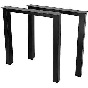 MetaloPro 2 x metalen tafelpoten, zware stalen bureaupoten, tafelonderstel, zwart met schroeven, vloerbeschermers, tafelframe voor moderne salontafel, eettafel, woonkamertafel, 72 cm