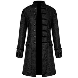 PRJN Heren lange jas Steampunk Vintage Jas Halloween Kostuum Cosplay Party Bovenkleding Jas Jas Jas Mannen Steampunk Vintage Staartjas Knopen Jas Overjas Uitloper Tops voor Winter Herfst, E-wit, XL