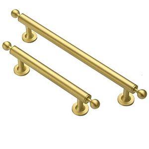 Gouden handgreep, koperen deurknop, 2 Stuks Goud Massief Messing Meubelgrepen - Dressoirgrepen en Ladegrepen for Garderobe Slaapkamer 96mm-224mm (Goud, 128mm/5in)(Gold,96mm/3.8in)