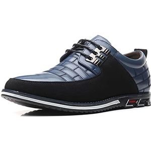 Leren herenschoen Vrijetijdsschoenen Veterschoen Lopen Derby Herenmode Schoeisel Trainers Oxford (Color : Blue, Size : 45)