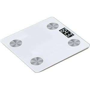 Smart Lichaamsvet Samenstelling Weegschaal Badkamerweegschaal Test 12 Lichaamsgegevens Massa BMI Gezondheid Weegschaal LED-display Bluetooth Gemakkelijk Te Gebruiken(White)