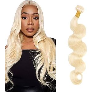 Salharer Body Wave Human Hair Bundles Single Extensions Machine Double Wefts Unprocessed Remy Weave #613 Blonde Color for Woman 24 Inch